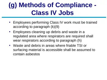 Slide 29: (g) Methods of Compliance - Class IV Jobs