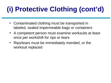 Slide 38: (i) Protective Clothing (cont’d)