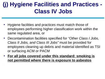 Slide 41: (j) Hygiene Facilities and Practices - Class IV Jobs