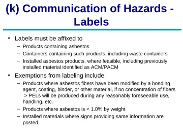 Slide 48: (k) Communication of Hazards - Labels