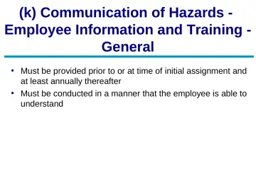 Slide 50: (k) Communication of Hazards -