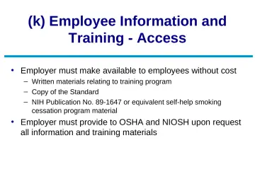 Slide 56: (k) Employee Information and Training - Access