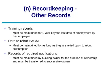 Slide 71: (n) Recordkeeping - Other Records