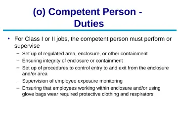 Slide 75: (o) Competent Person - Duties