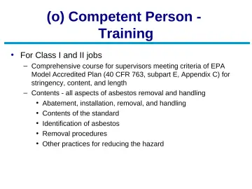 Slide 77: (o) Competent Person - Training