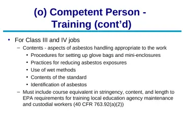 Slide 78: (o) Competent Person - Training (cont’d)