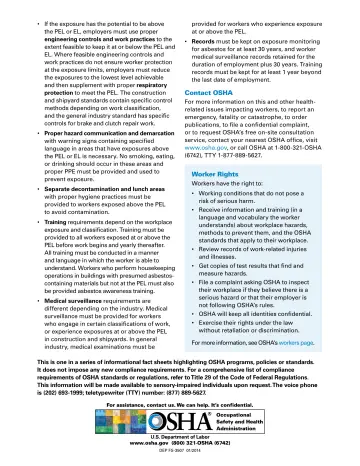 Page 2: If the exposure has the potential to be above the PEL or EL, employers must use proper…