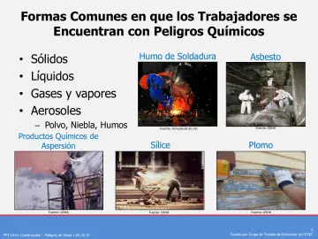 Slide 5: Formas Comunes en que los Trabajadores se Encuentran con Peligros Químicos