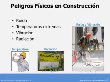 Slide 11: Peligros Físicos en Construcción