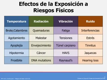 Slide 12: Efectos de la Exposición a Riesgos Físicos
