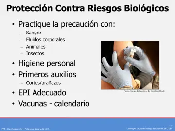Slide 17: Protección Contra Riesgos Biológicos