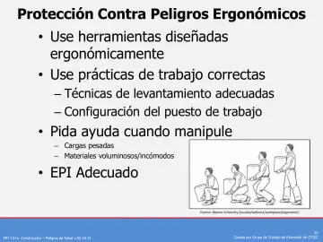 Slide 20: Protección Contra Peligros Ergonómicos