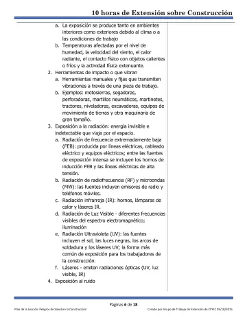 Page 6: a. La exposición se produce tanto en ambientes interiores como exteriores debido al clima…