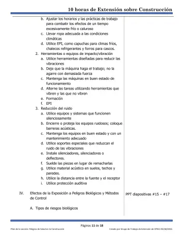 Page 11: b. Ajustar los horarios y las prácticas de trabajo para combatir los efectos de un tiempo…