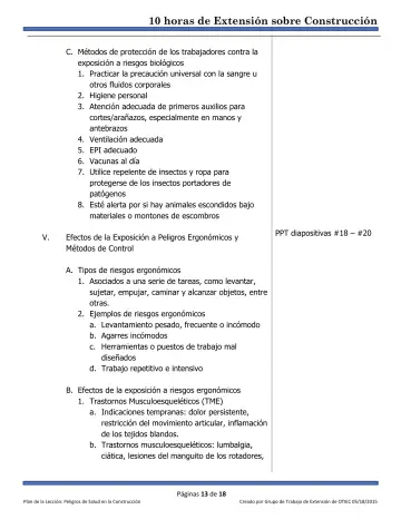 Page 13: C. Métodos de protección de los trabajadores contra la exposición a riesgos biológicos