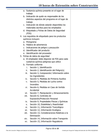 Page 15: a. Sustancia química presente en el lugar de trabajo