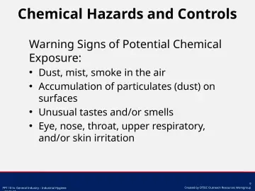 Slide 9: Chemical Hazards and Controls