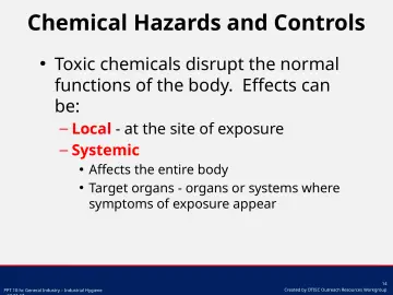 Slide 14: Chemical Hazards and Controls