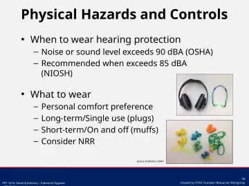 Slide 56: Physical Hazards and Controls