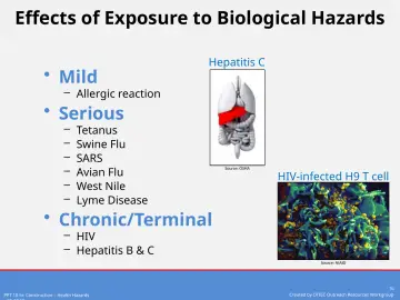 Slide 16: Effects of Exposure to Biological Hazards