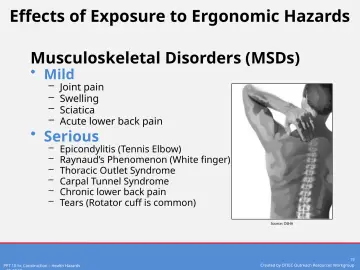 Slide 19: Effects of Exposure to Ergonomic Hazards
