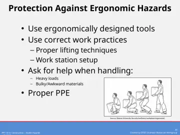 Slide 20: Protection Against Ergonomic Hazards