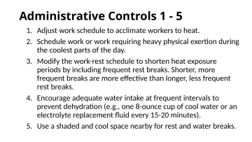 Slide 67: Administrative Controls 1 - 5