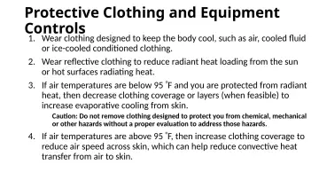 Slide 71: Protective Clothing and Equipment Controls