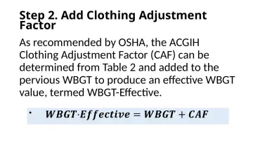 Slide 85: Step 2. Add Clothing Adjustment Factor