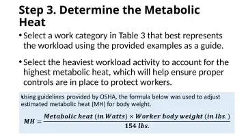 Slide 87: Step 3. Determine the Metabolic Heat