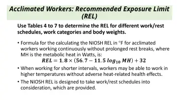 Slide 91: Acclimated Workers: Recommended Exposure Limit