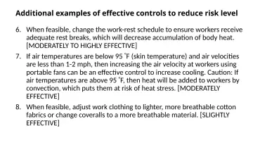 Slide 110: Additional examples of effective controls to reduce risk level