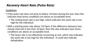 Slide 112: Recovery Heart Rate (Pulse Rate)