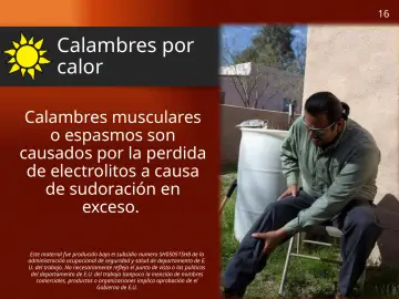 Slide 16: Calambres por calor
