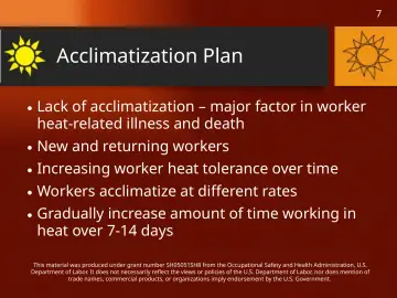 Slide 7: Acclimatization Plan