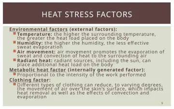 Slide 6: HEAT STRESS FACTORS