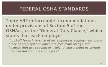Slide 18: FEDERAL OSHA STANDARDS