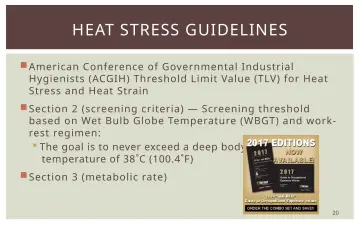 Slide 20: HEAT STRESS GUIDELINES