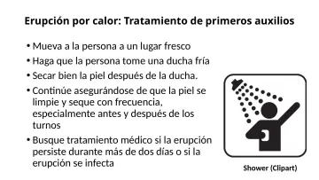 Slide 35: Erupción por calor: Tratamiento de primeros auxilios