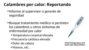 Slide 40: Calambres por calor: Reportando