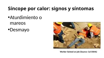Slide 42: Síncope por calor: signos y síntomas