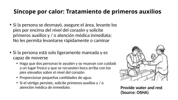 Slide 43: Síncope por calor: Tratamiento de primeros auxilios