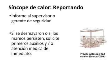 Slide 44: Síncope de calor: Reportando