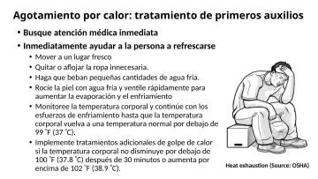 Slide 47: Agotamiento por calor: tratamiento de primeros auxilios
