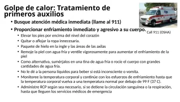 Slide 51: Golpe de calor: Tratamiento de primeros auxilios