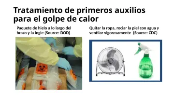 Slide 52: Tratamiento de primeros auxilios para el golpe de calor