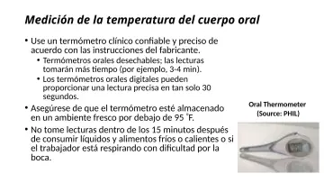 Slide 66: Medición de la temperatura del cuerpo oral