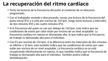 Slide 71: La recuperación del ritmo cardíaco