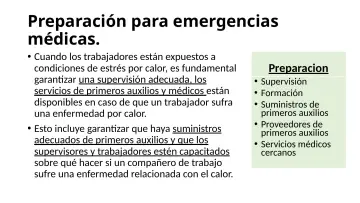 Slide 89: Preparación para emergencias médicas.