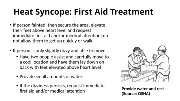 Slide 44: Heat Syncope: First Aid Treatment
